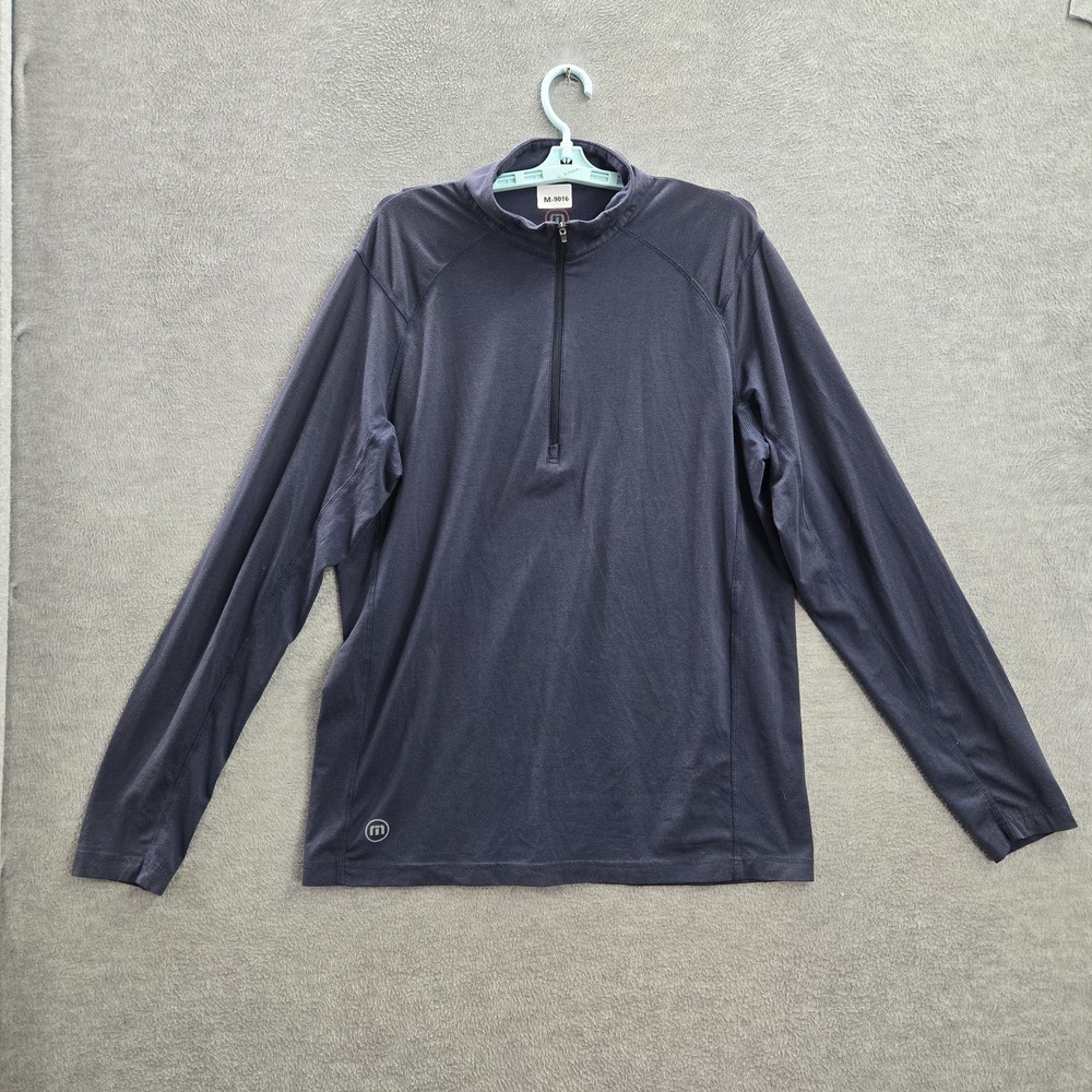 Travismathew‎ Men Sweatshirt L Blue Activewear Logo Zipper Long Sleeve